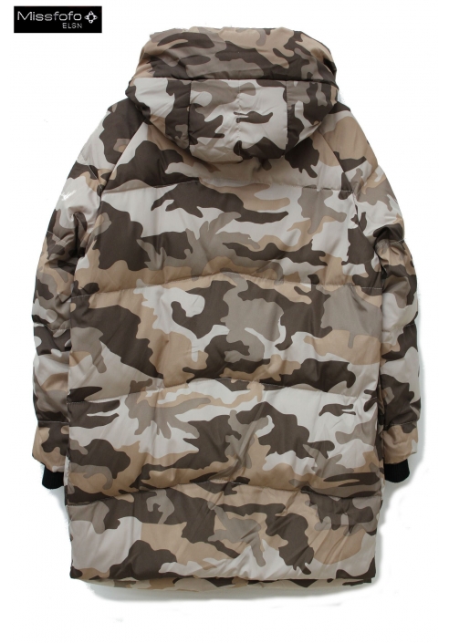 Woman Winter Coat with Camouflage print